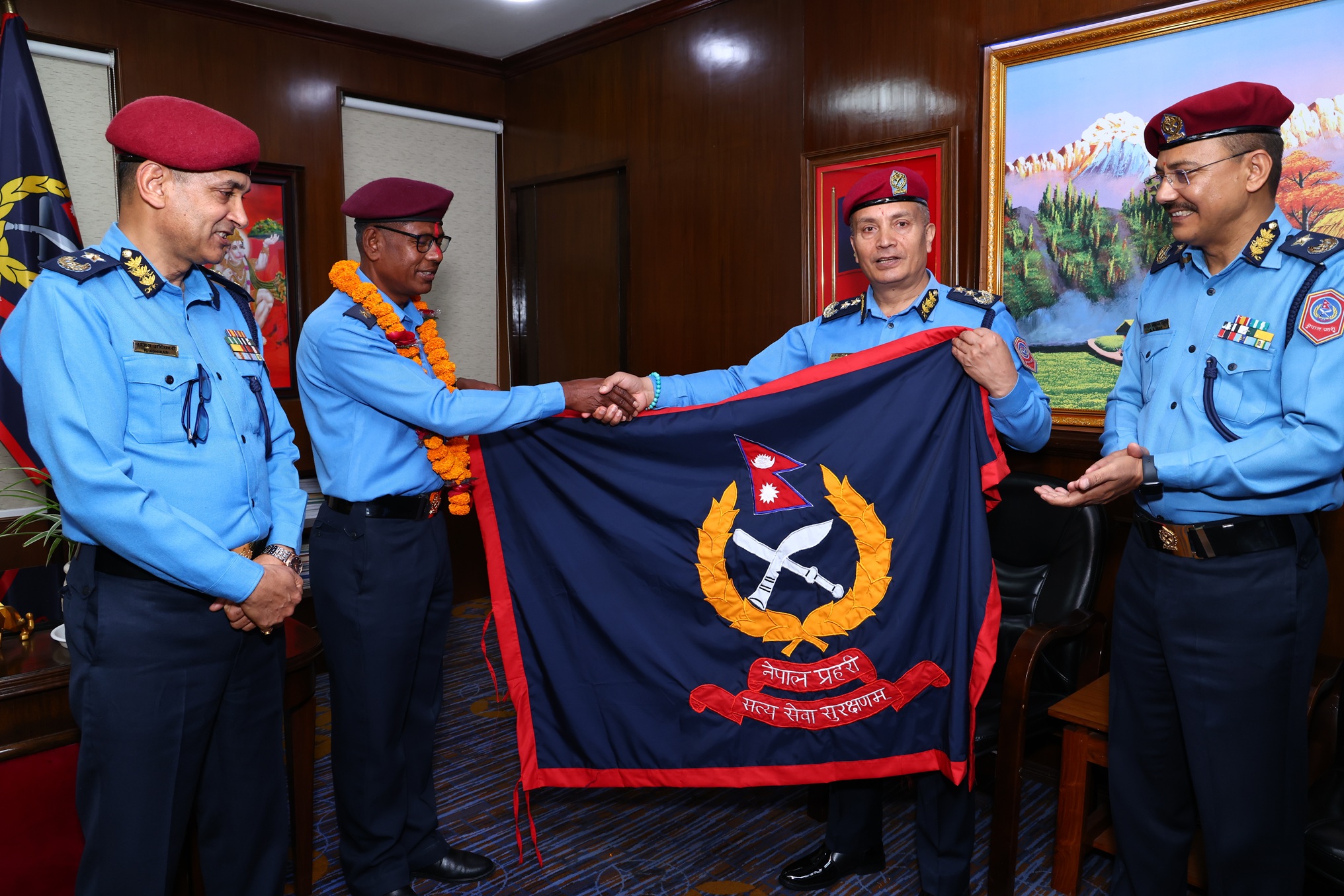 Nepal Police officer to attempt Makalu summit, Inspector General hands over national flag