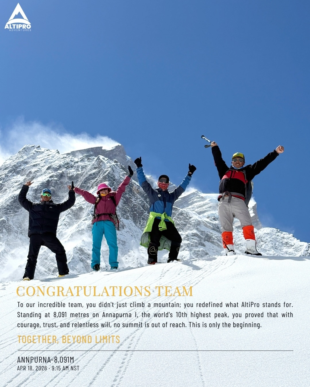 AltiPro Adventures team summits Annapurna