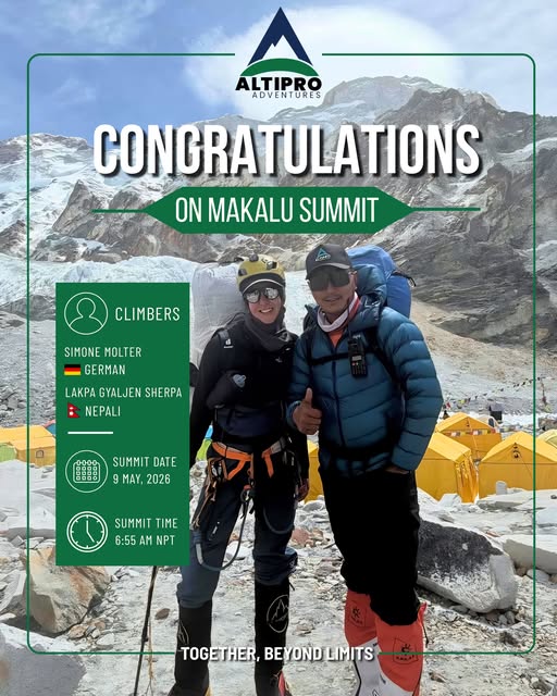 German climber Simone Molter summits Makalu